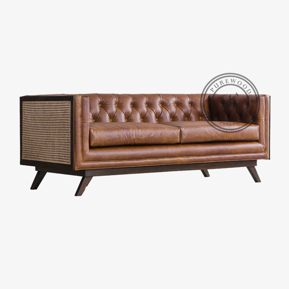 Mersey Rattan Leather Sofa