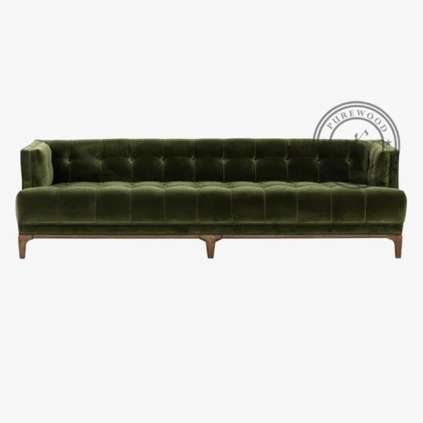 Albi Green Velvet Fabric Sofa - Thumbnail 2