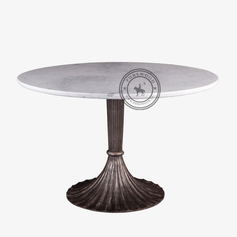 Peony White Marble Round Dining Table