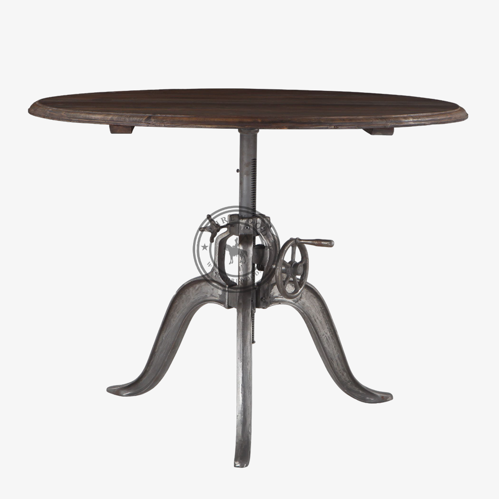 Hazel Industrial Loft Adjustable Round Dining Table