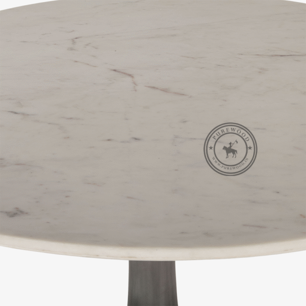 Rose White Marble Round Dining Table Silver Base - Thumbnail 3